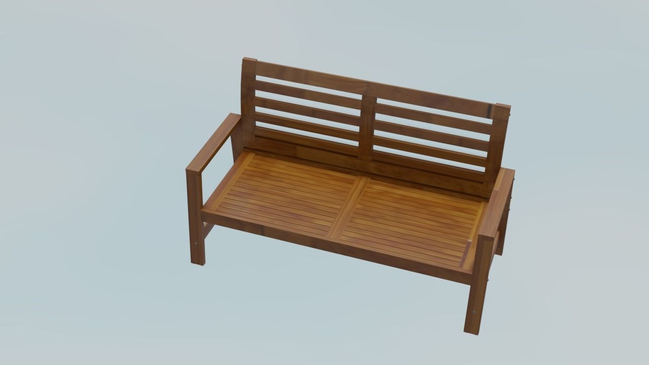 bench2 wooden bench Low-poly 3D model_6