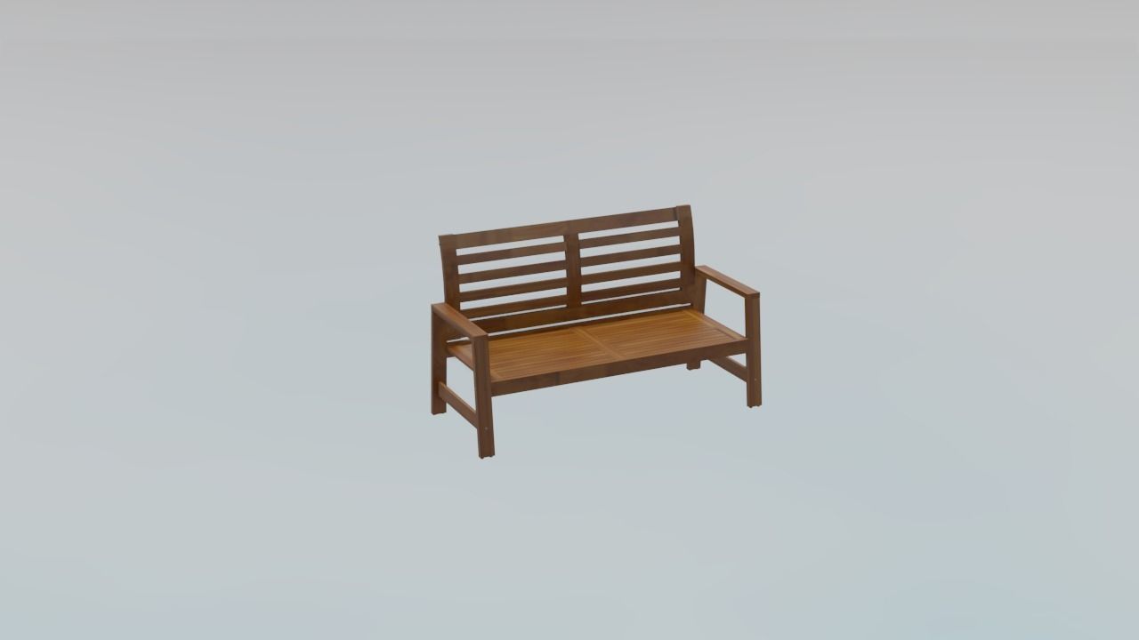 bench2 wooden bench Low-poly 3D model_3