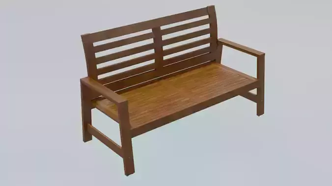 bench2 wooden bench Low-poly 3D model