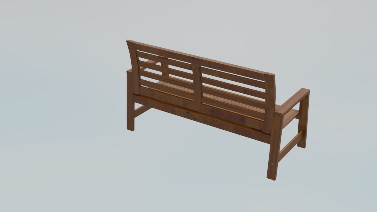 bench2 wooden bench Low-poly 3D model_9