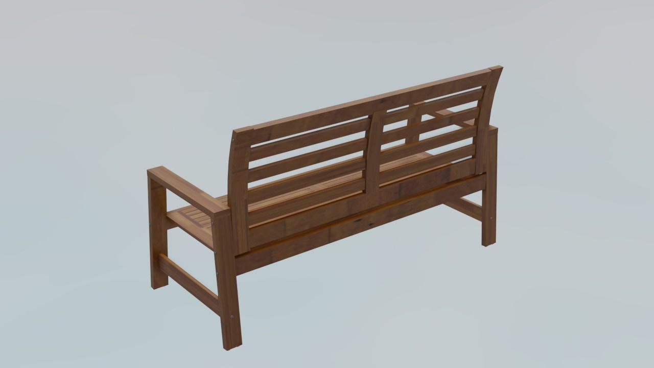 bench2 wooden bench Low-poly 3D model_4