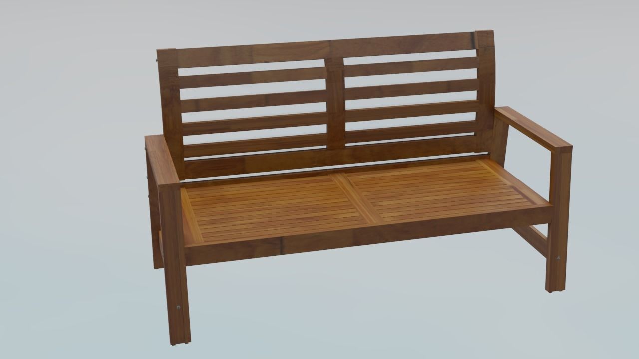bench2 wooden bench Low-poly 3D model_1