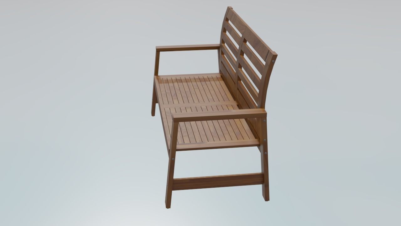 bench2 wooden bench Low-poly 3D model_7
