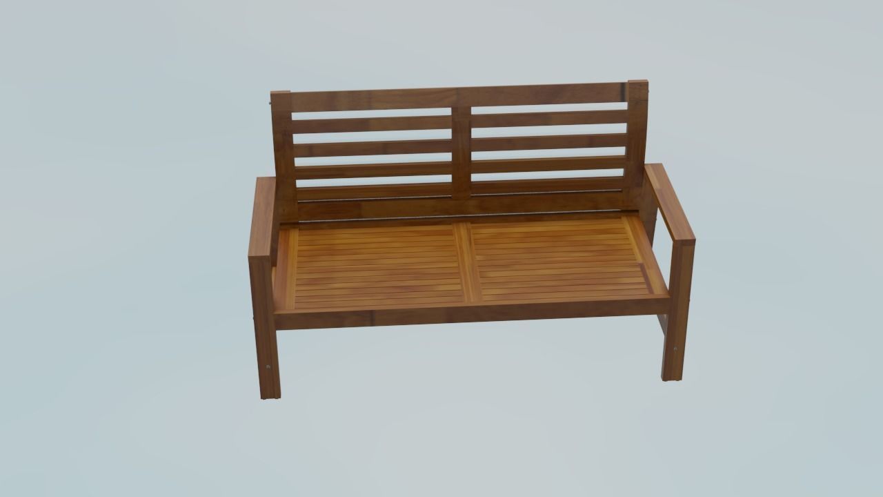 bench2 wooden bench Low-poly 3D model_8