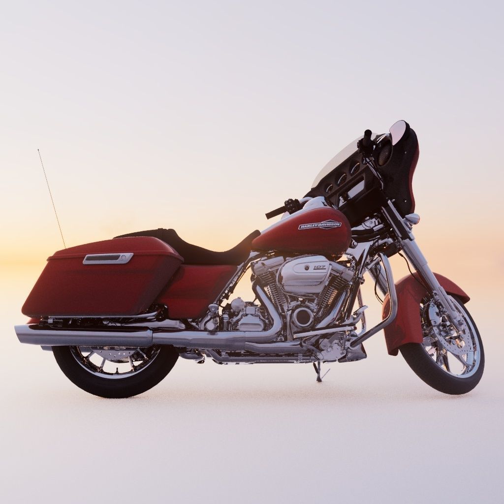 Harley Davidson Street Glide FULLY RIGGED 3D model_4