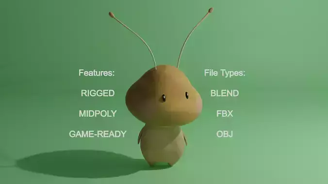 Moosh - Rigged Character 3D Model Low-poly 3D model