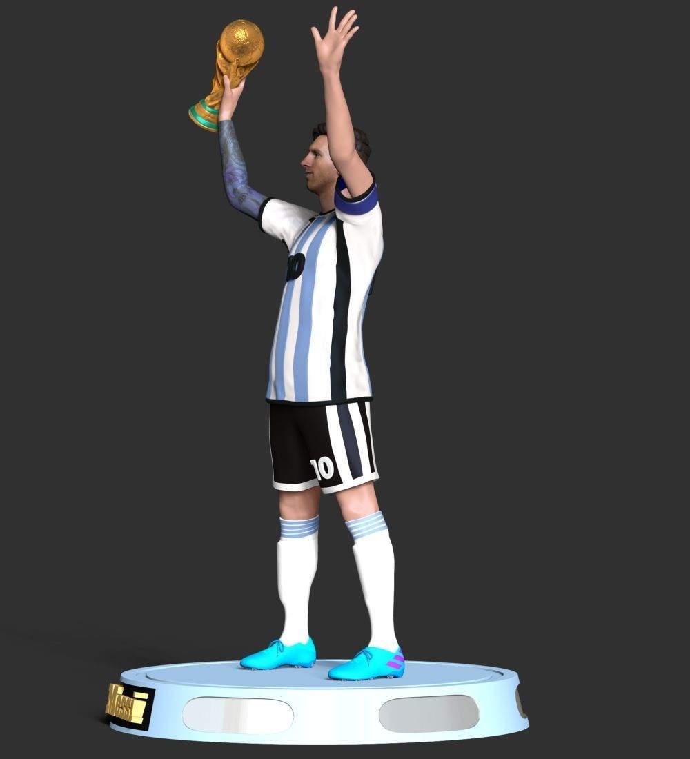 Messi argentina soccer player holding trophy 3D print model_10