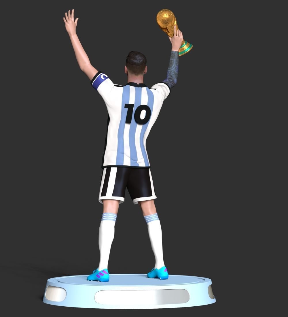 Messi argentina soccer player holding trophy 3D print model_9