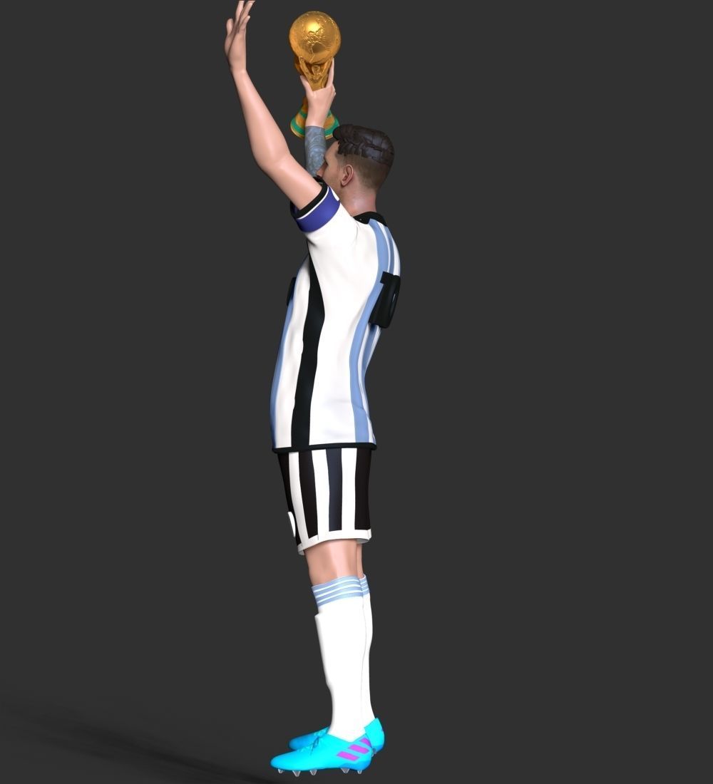 Messi argentina soccer player holding trophy 3D print model_12