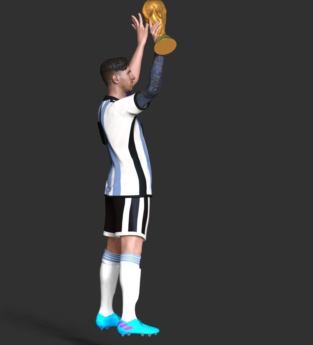 Messi argentina soccer player holding trophy 3D print model_13