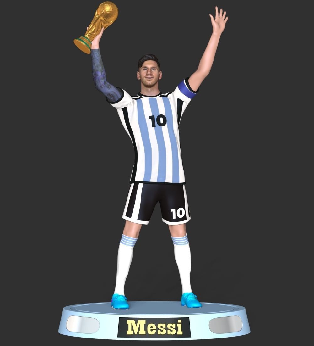 Messi argentina soccer player holding trophy 3D print model_15