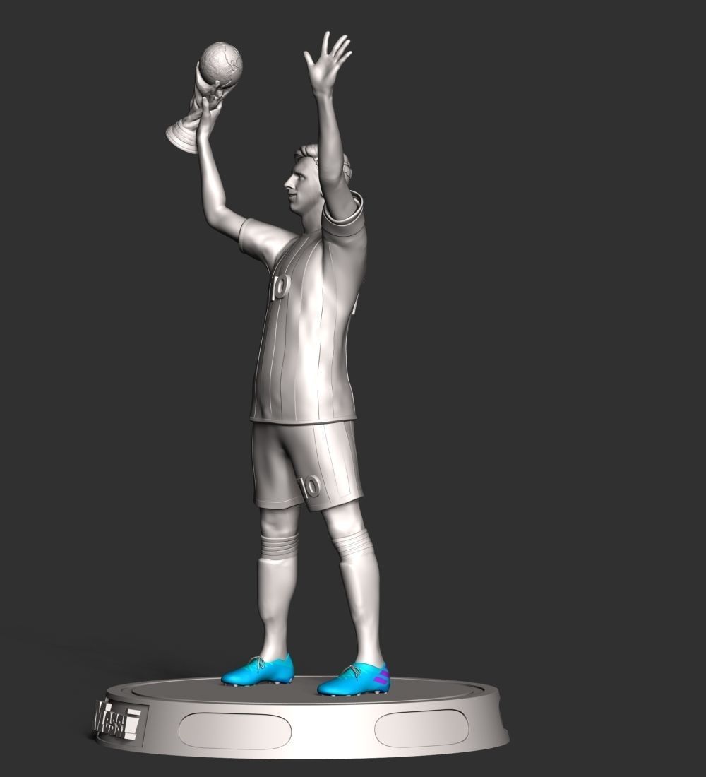 Messi argentina soccer player holding trophy 3D print model_20