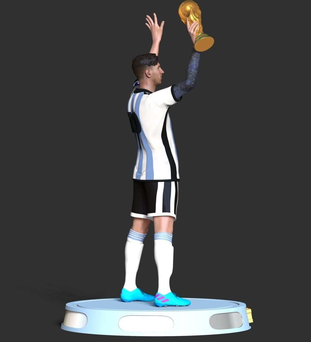 Messi argentina soccer player holding trophy 3D print model_18