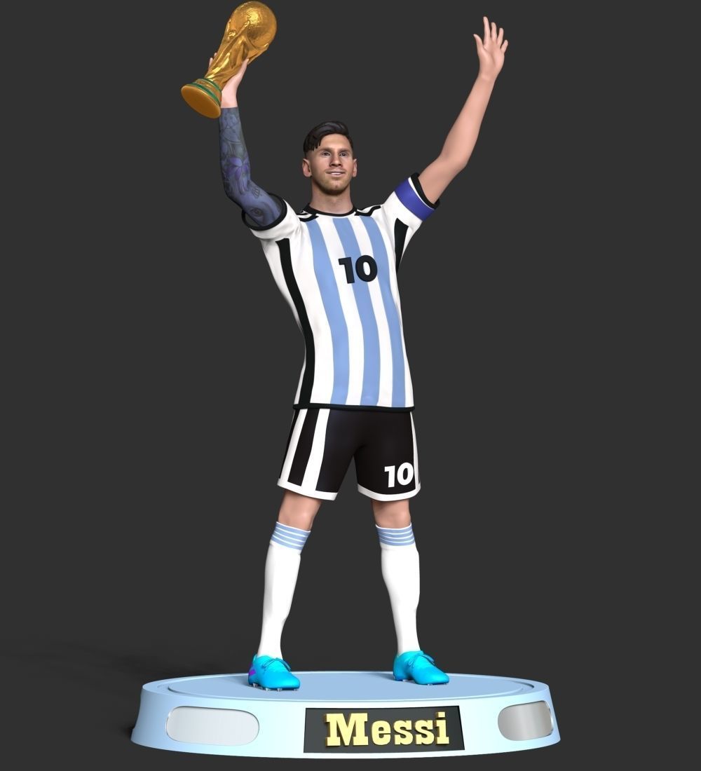 Messi argentina soccer player holding trophy 3D print model_17