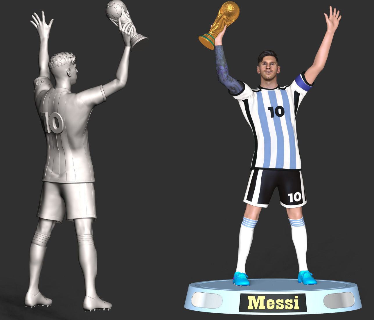 Messi argentina soccer player holding trophy 3D print model_7