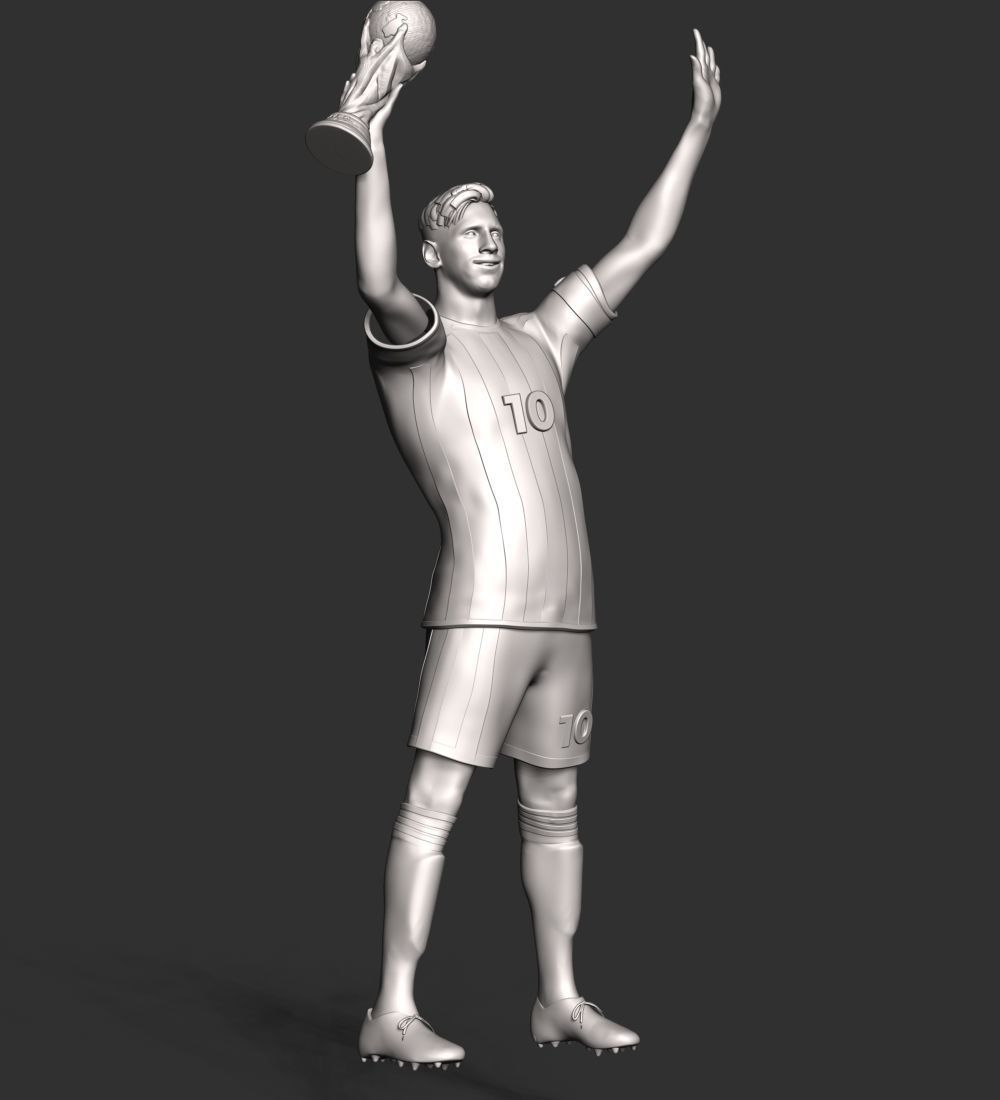 Messi argentina soccer player holding trophy 3D print model_25