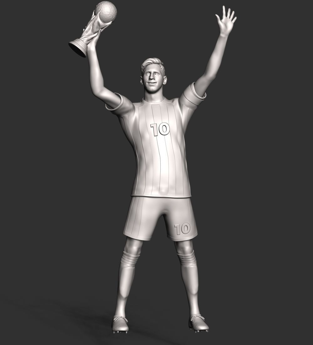 Messi argentina soccer player holding trophy 3D print model_23