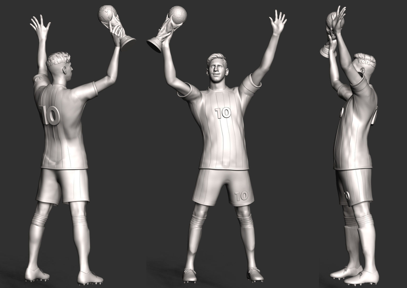 Messi argentina soccer player holding trophy 3D print model_6