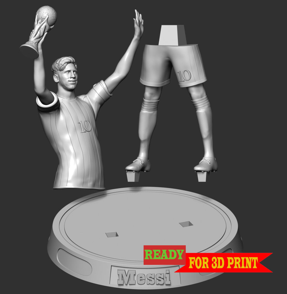 Messi argentina soccer player holding trophy 3D print model_3