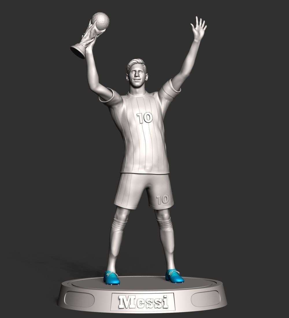 Messi argentina soccer player holding trophy 3D print model_19