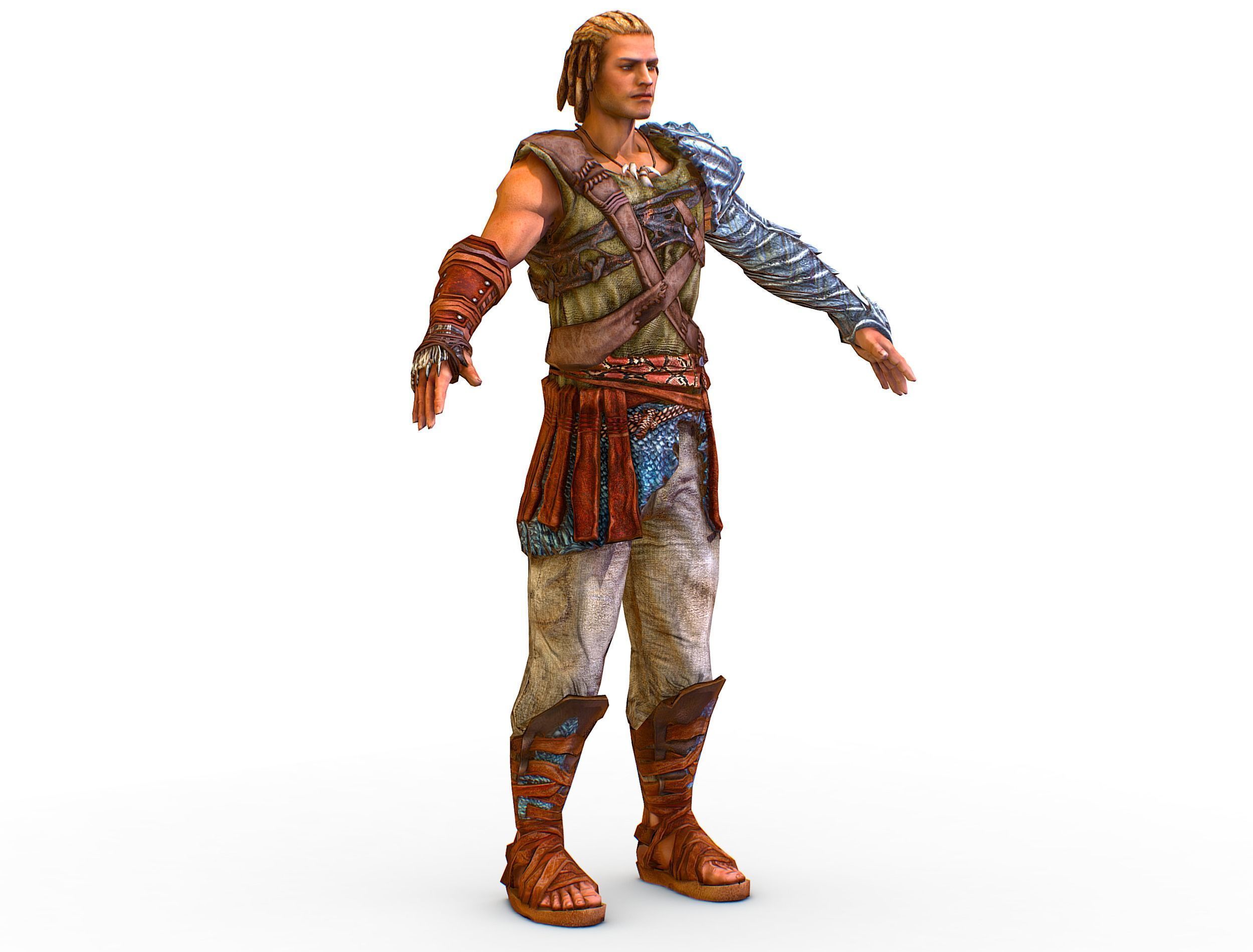 Low Poly Stem Punk Male Character Low-poly 3D model_9