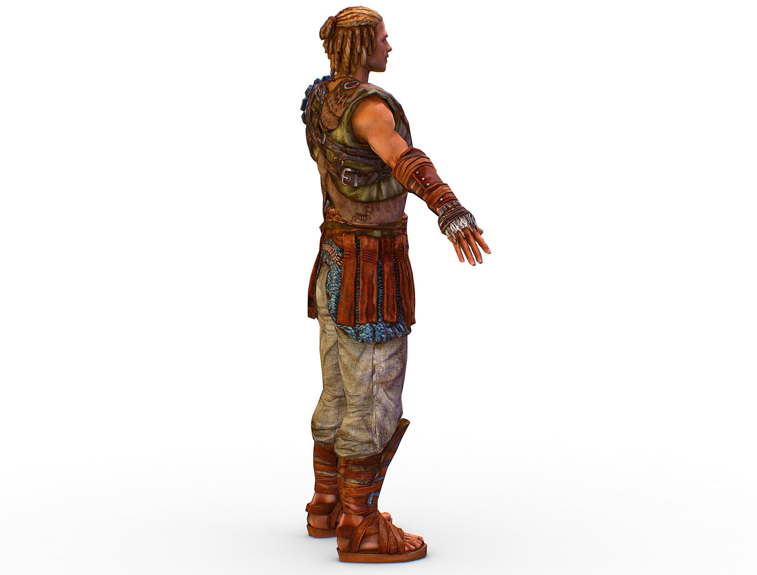 Low Poly Stem Punk Male Character Low-poly 3D model_7