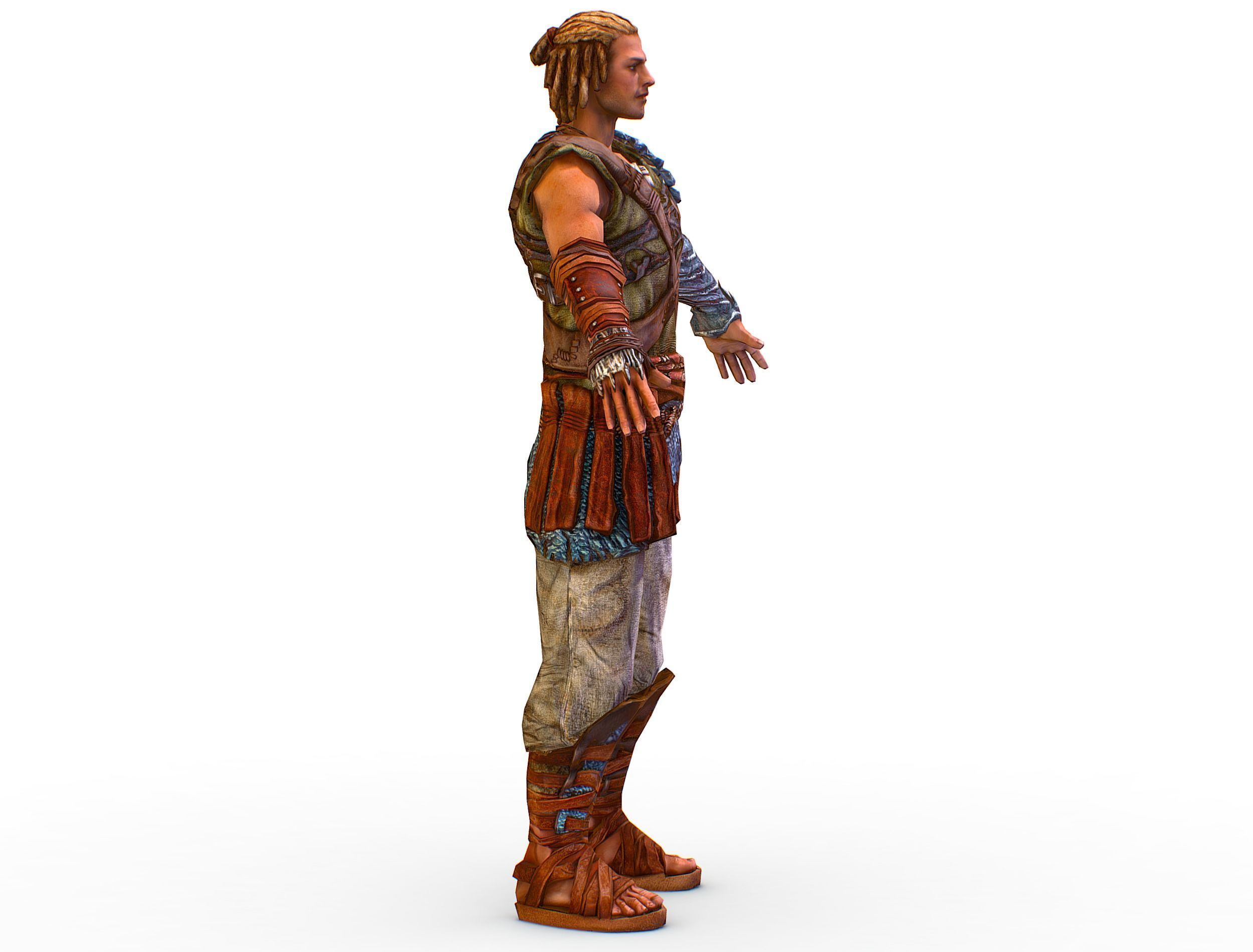 Low Poly Stem Punk Male Character Low-poly 3D model_8