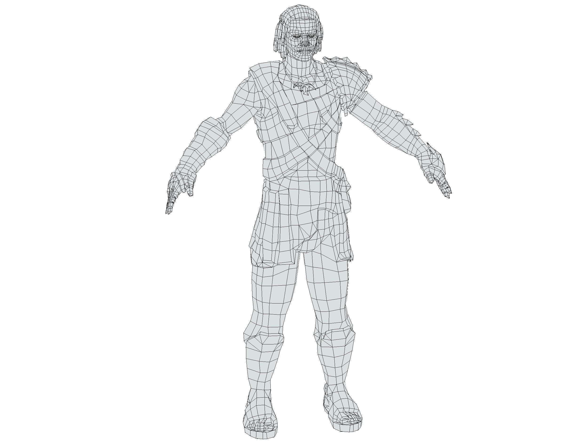 Low Poly Stem Punk Male Character Low-poly 3D model_23