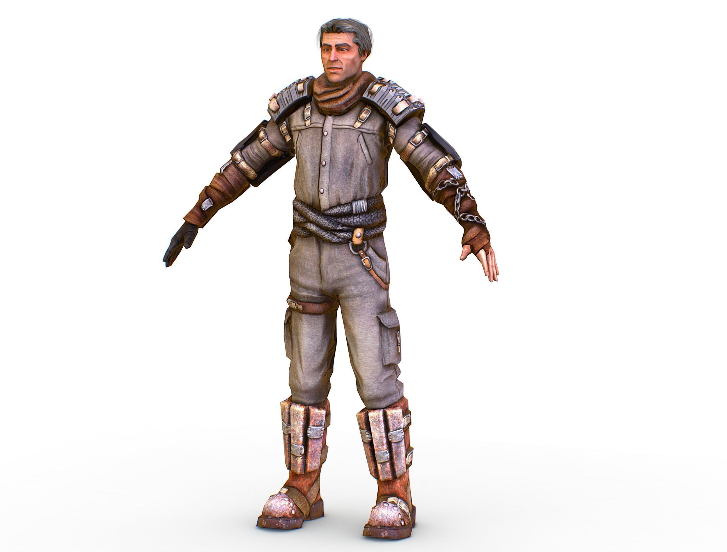 Low Poly Stem Punk Male Character Low-poly 3D model_11