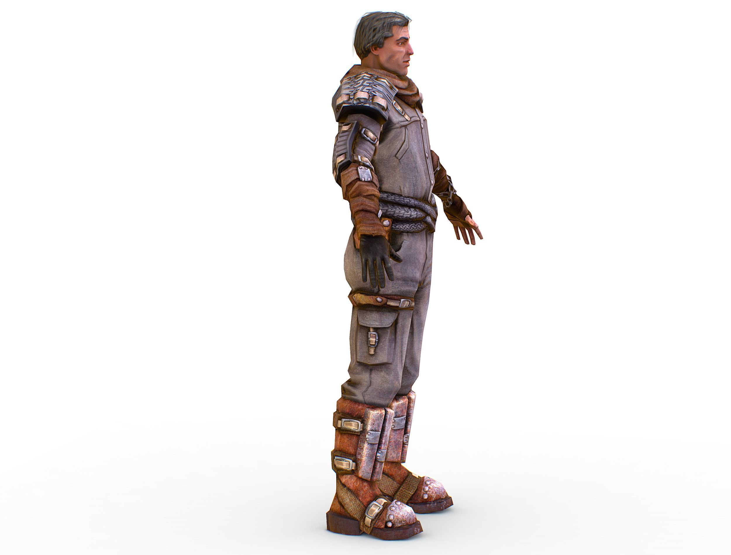 Low Poly Stem Punk Male Character Low-poly 3D model_3