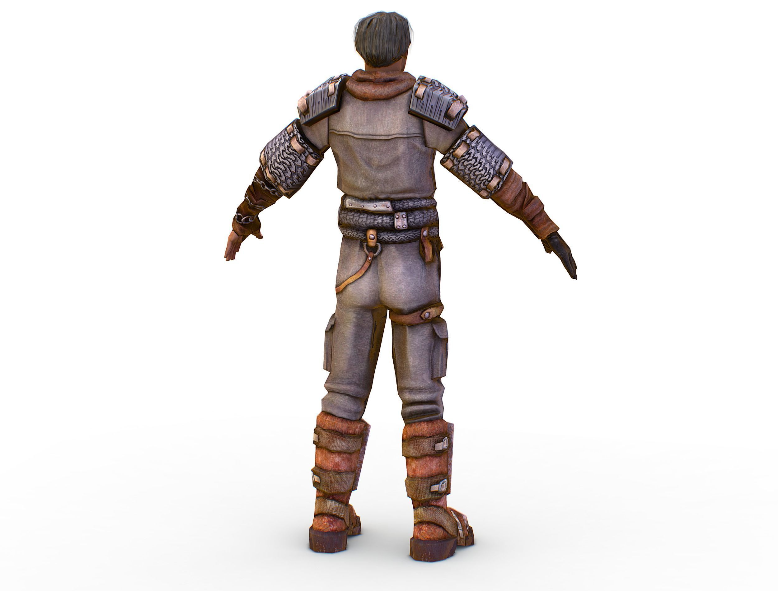 Low Poly Stem Punk Male Character Low-poly 3D model_6