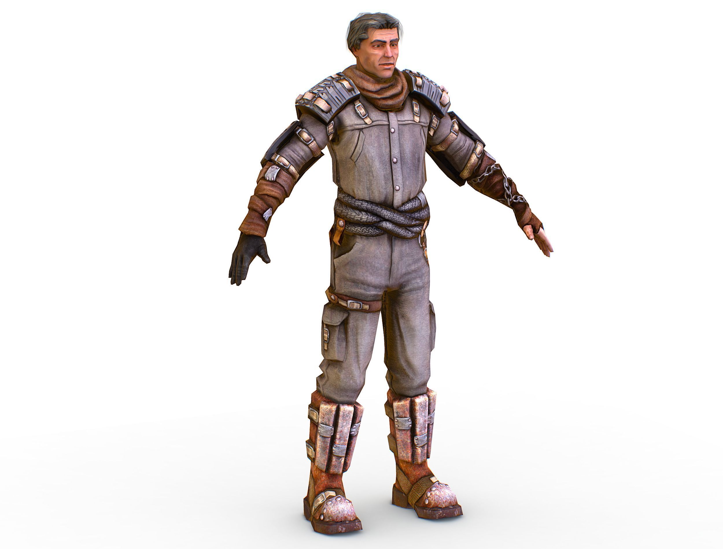 Low Poly Stem Punk Male Character Low-poly 3D model_1