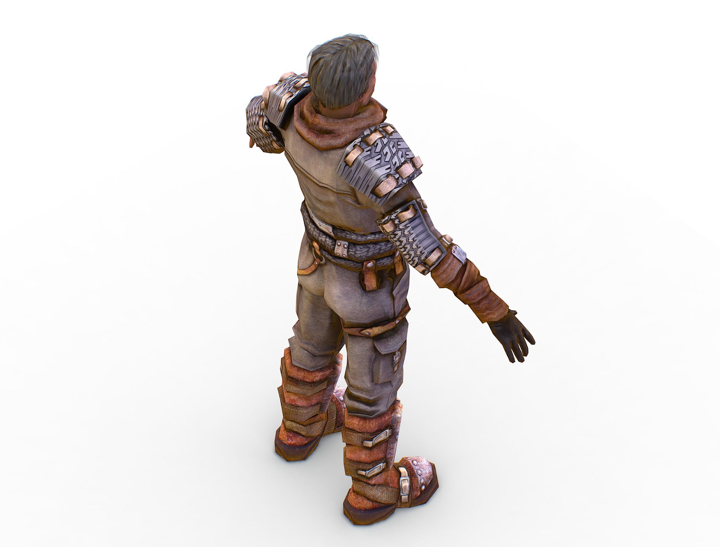 Low Poly Stem Punk Male Character Low-poly 3D model_16
