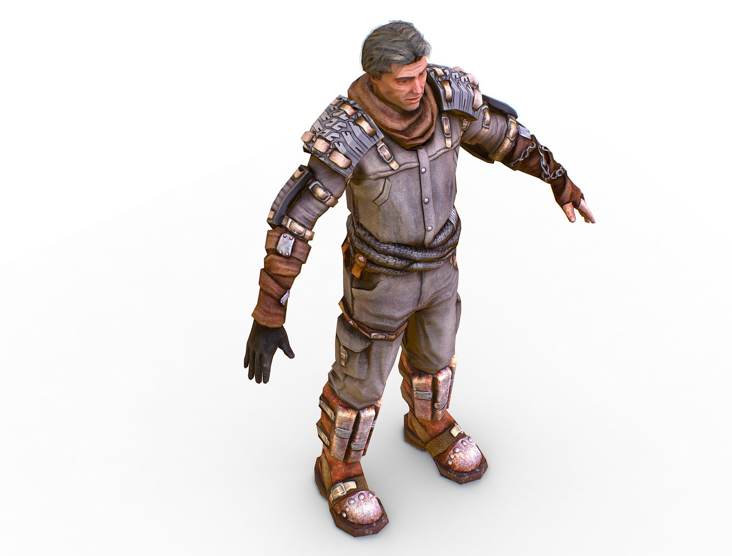 Low Poly Stem Punk Male Character Low-poly 3D model_13