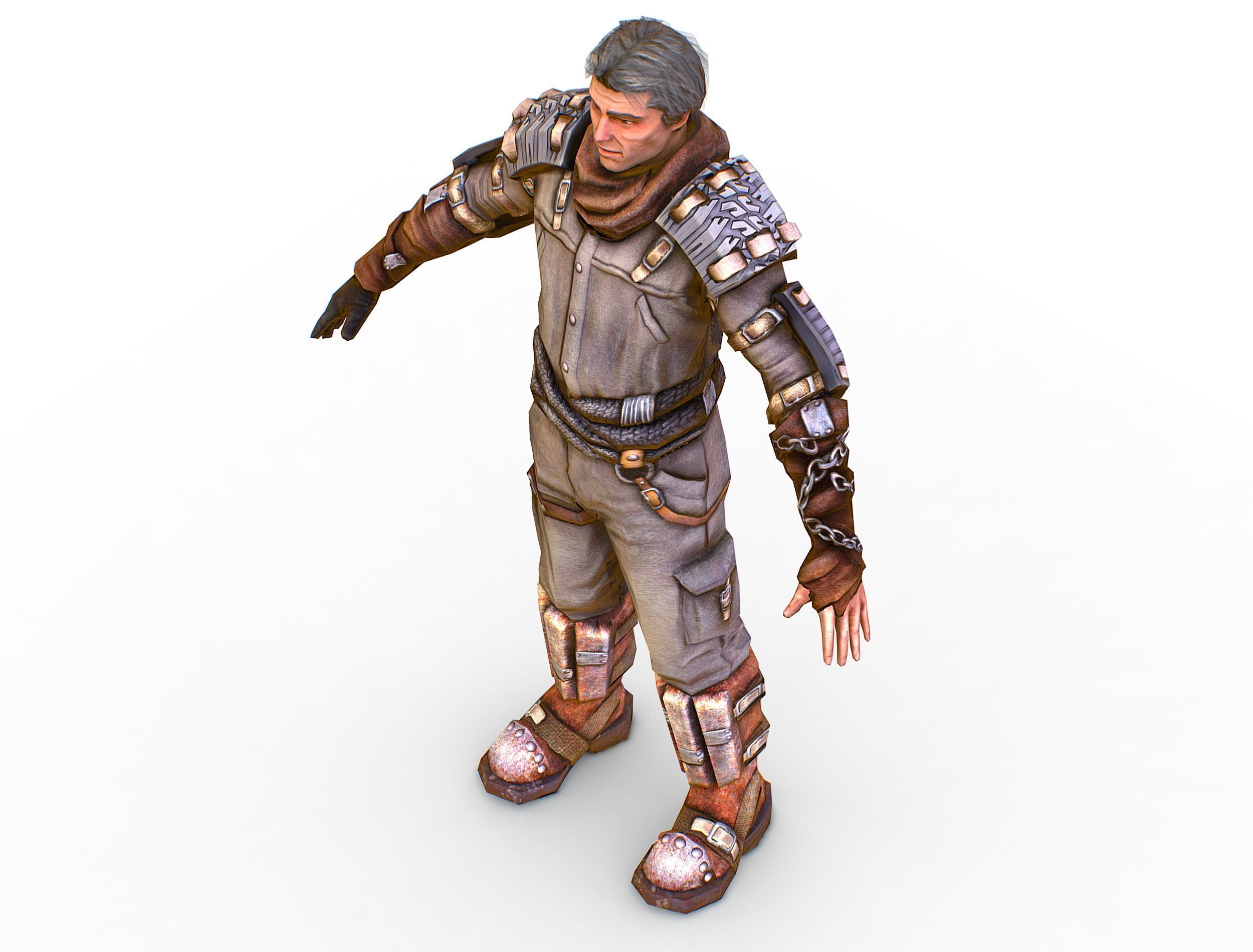 Low Poly Stem Punk Male Character Low-poly 3D model_14