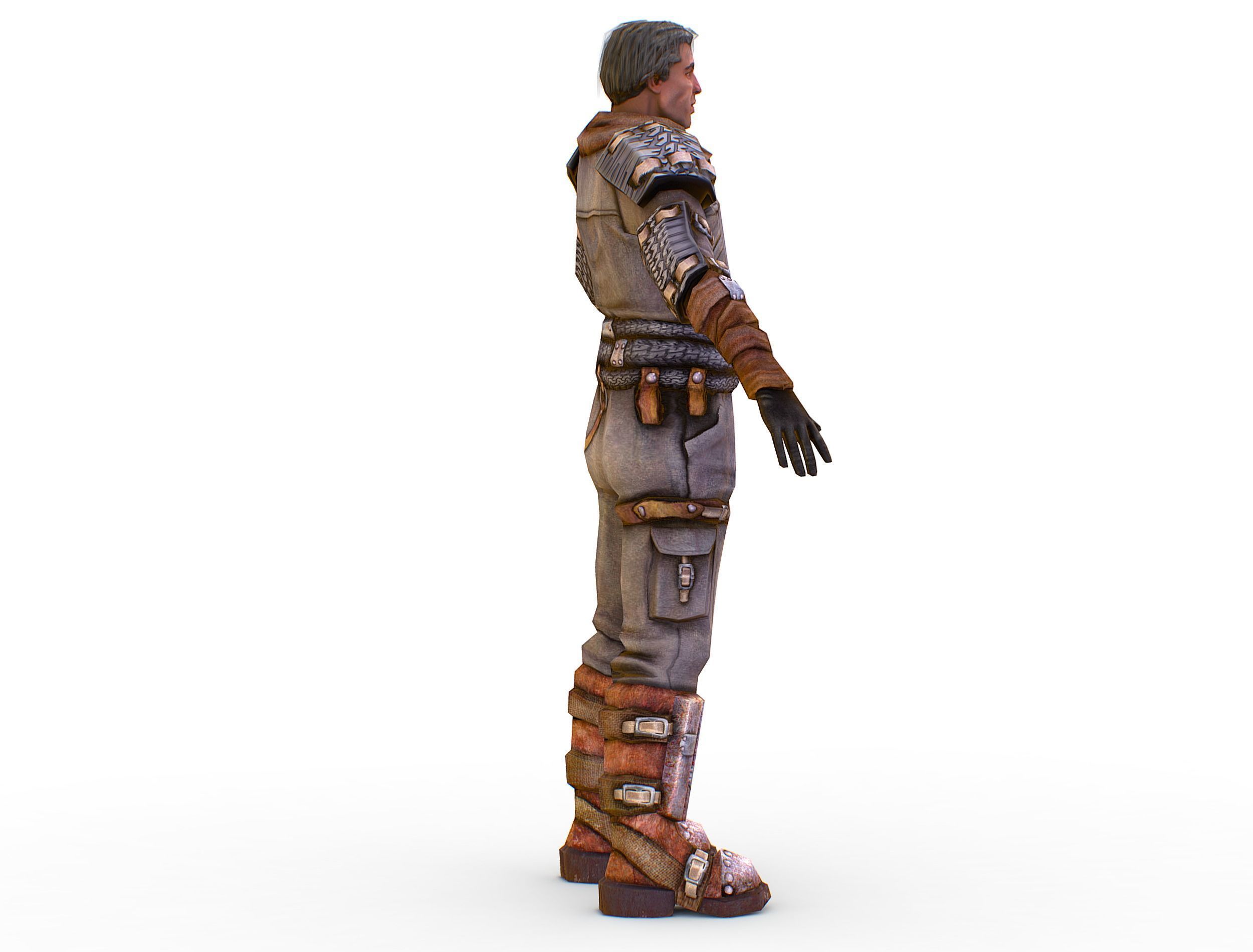Low Poly Stem Punk Male Character Low-poly 3D model_4