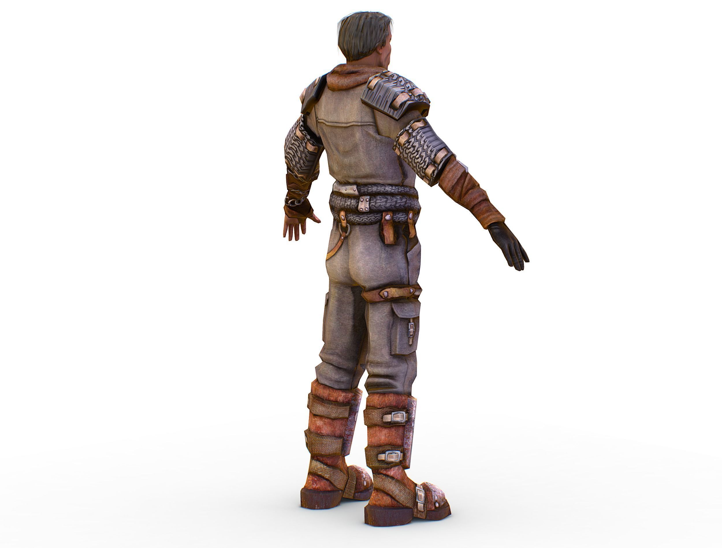Low Poly Stem Punk Male Character Low-poly 3D model_5