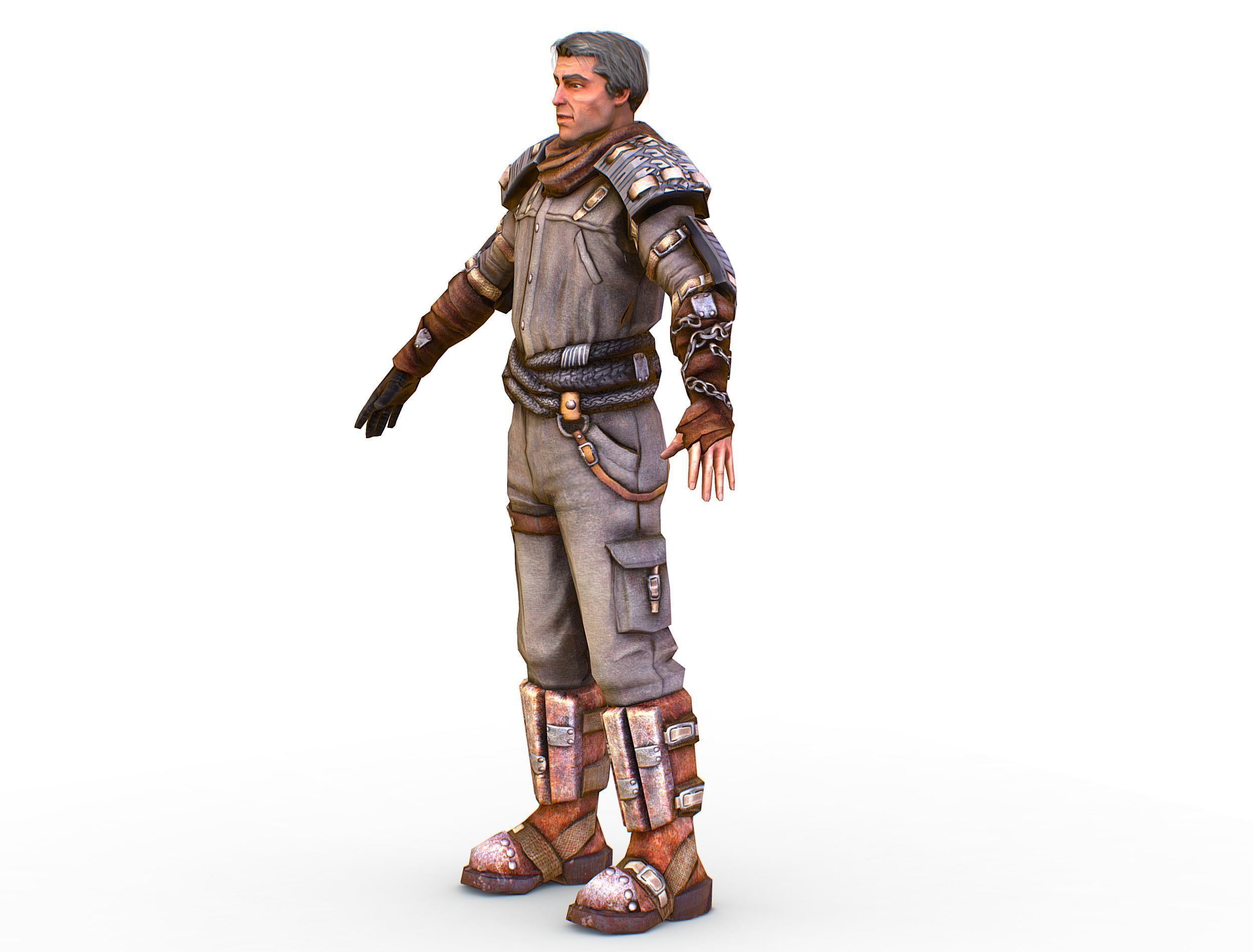 Low Poly Stem Punk Male Character Low-poly 3D model_10