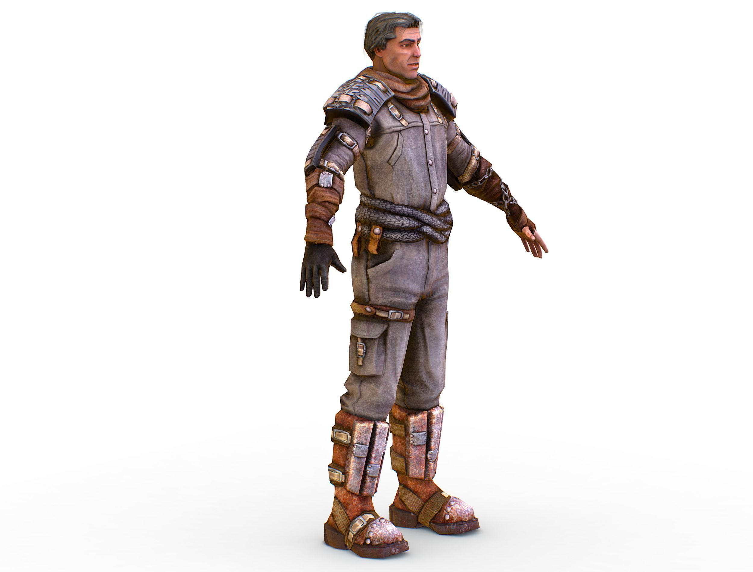 Low Poly Stem Punk Male Character Low-poly 3D model_2