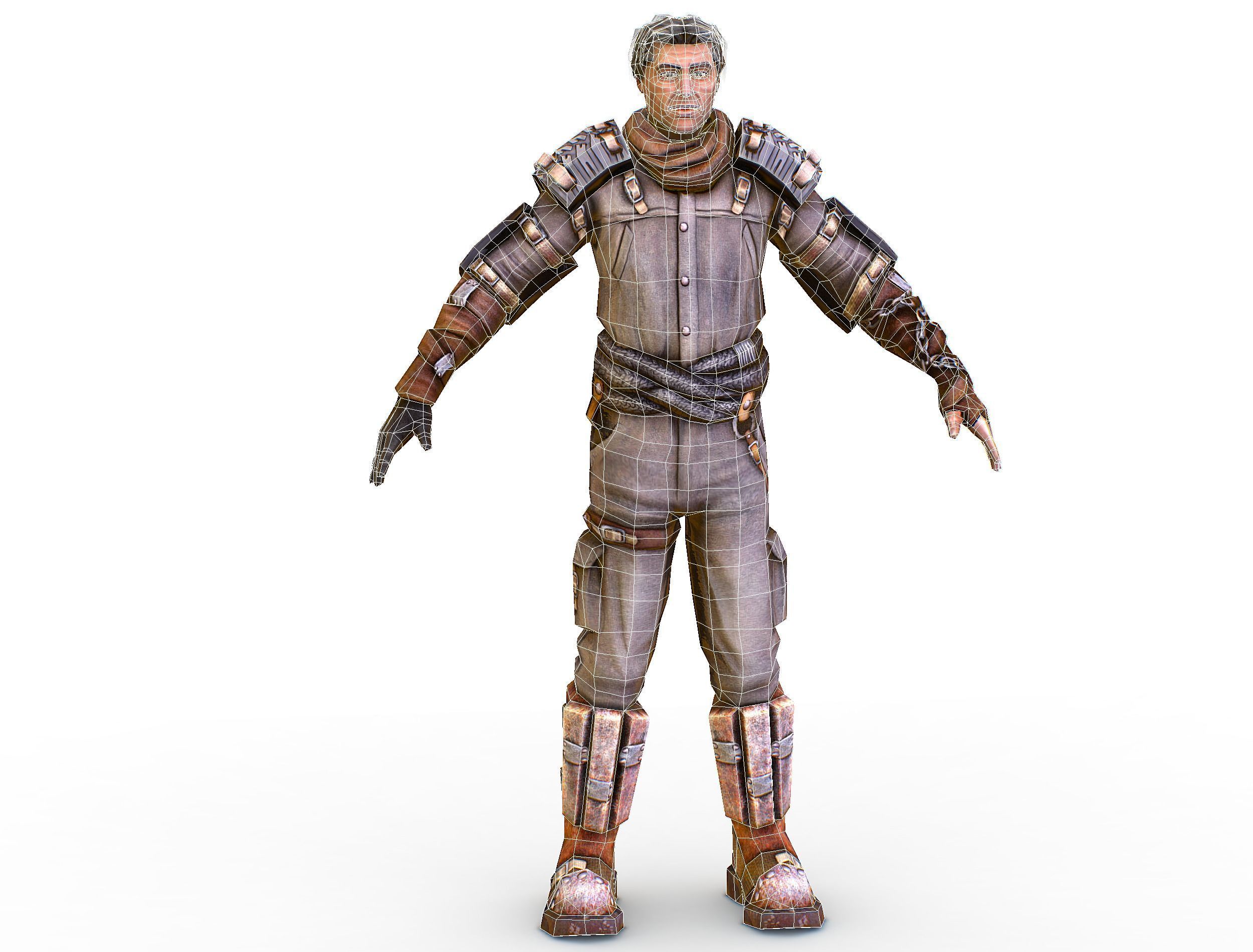 Low Poly Stem Punk Male Character Low-poly 3D model_20