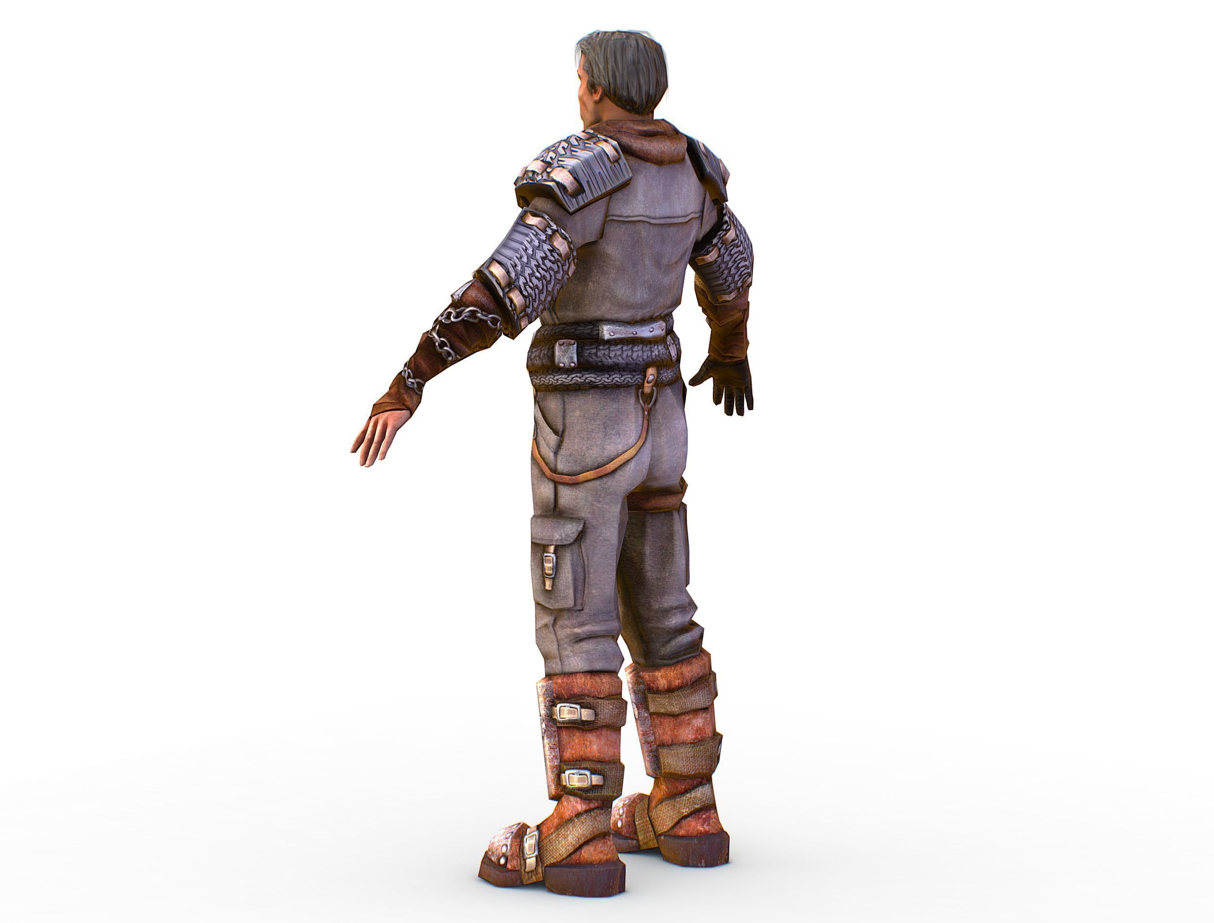 Low Poly Stem Punk Male Character Low-poly 3D model_8