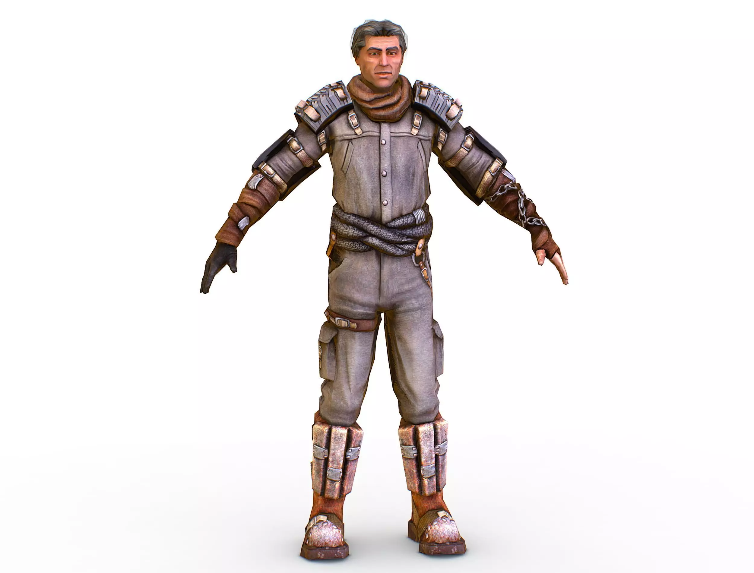 Low Poly Stem Punk Male Character Low-poly 3D model_0
