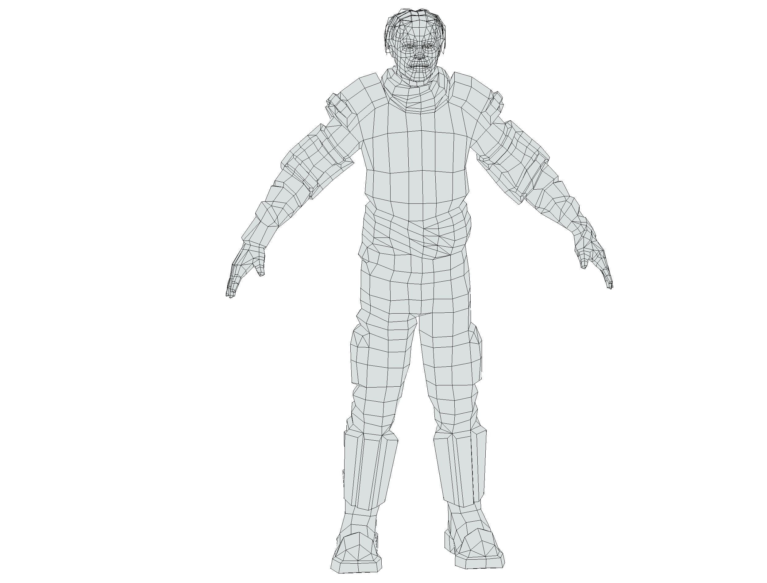 Low Poly Stem Punk Male Character Low-poly 3D model_23