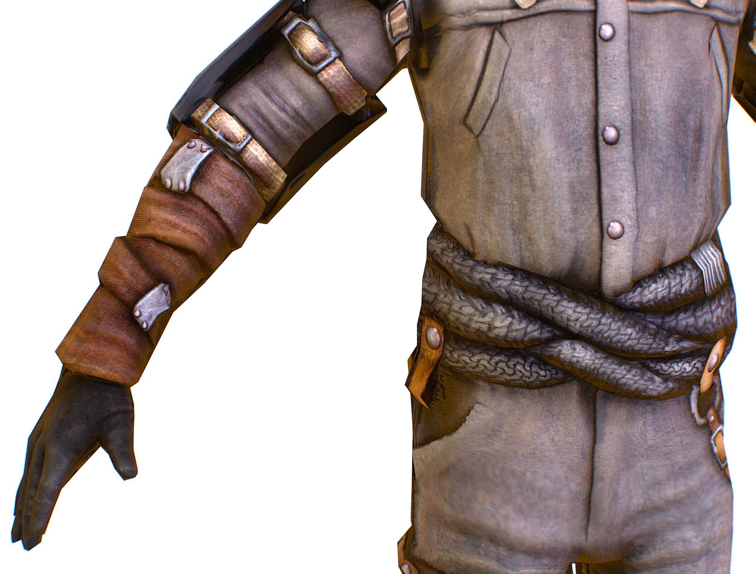 Low Poly Stem Punk Male Character Low-poly 3D model_18