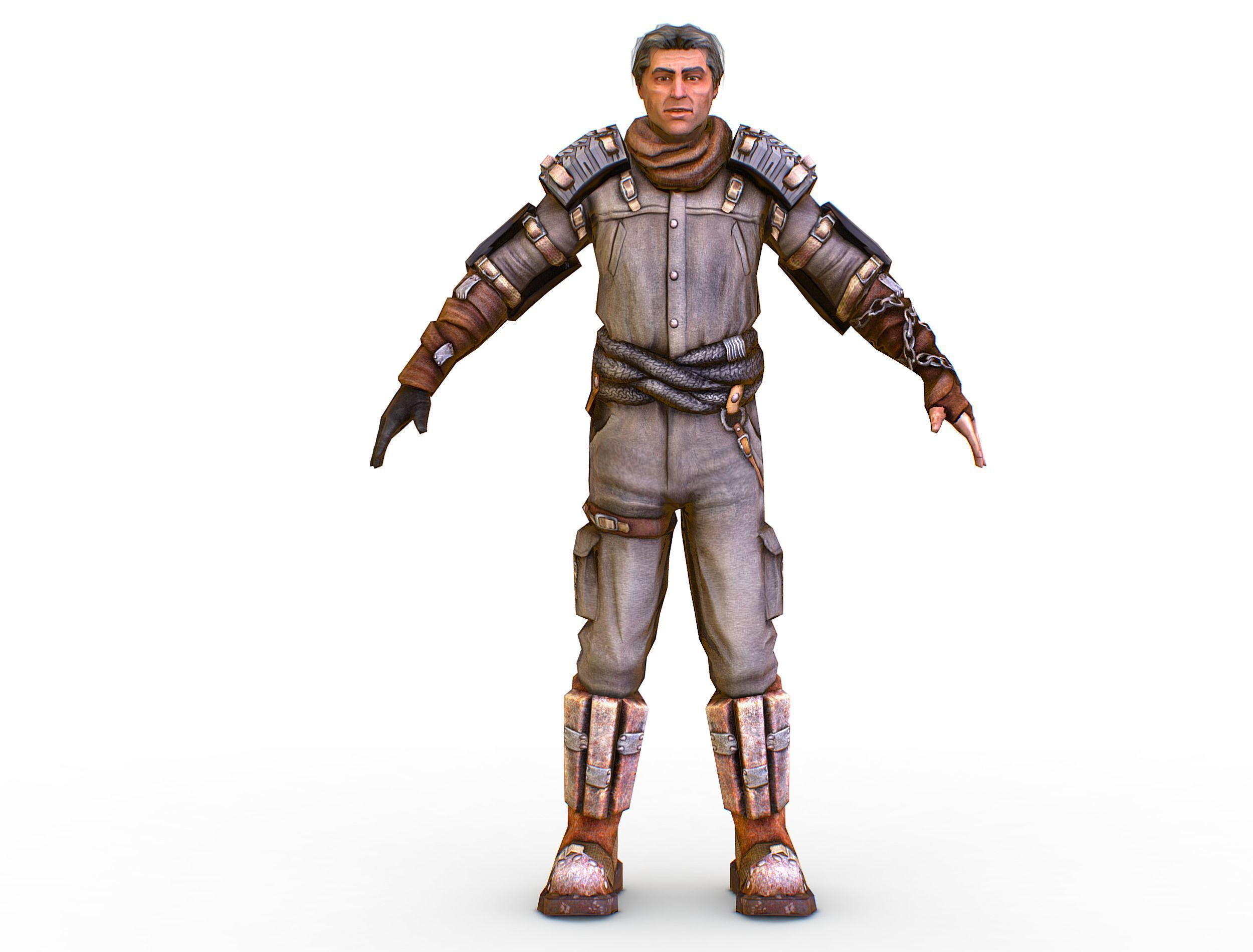 Low Poly Stem Punk Male Character Low-poly 3D model_12