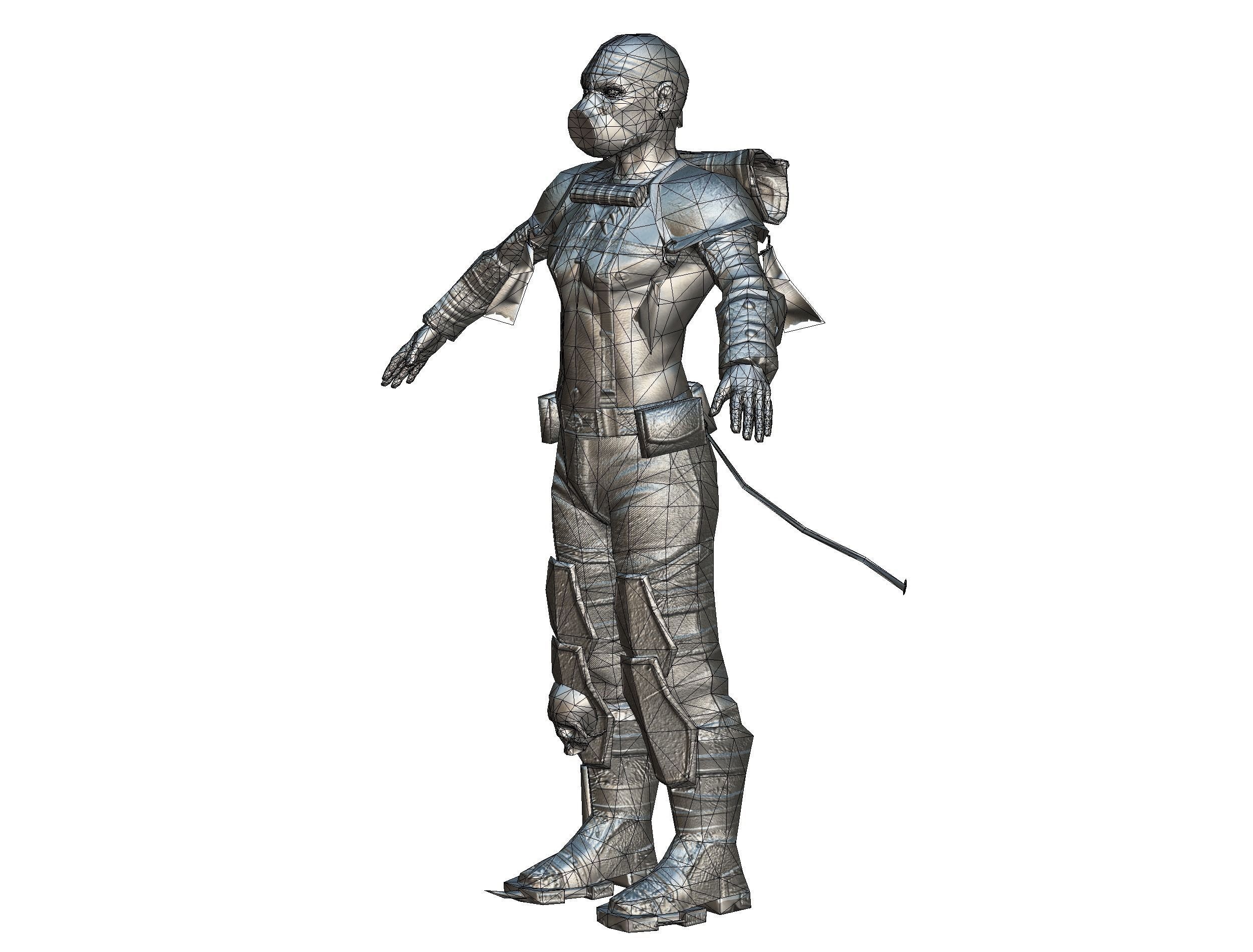 Low Poly Stem Punk Male Character Low-poly 3D model_12