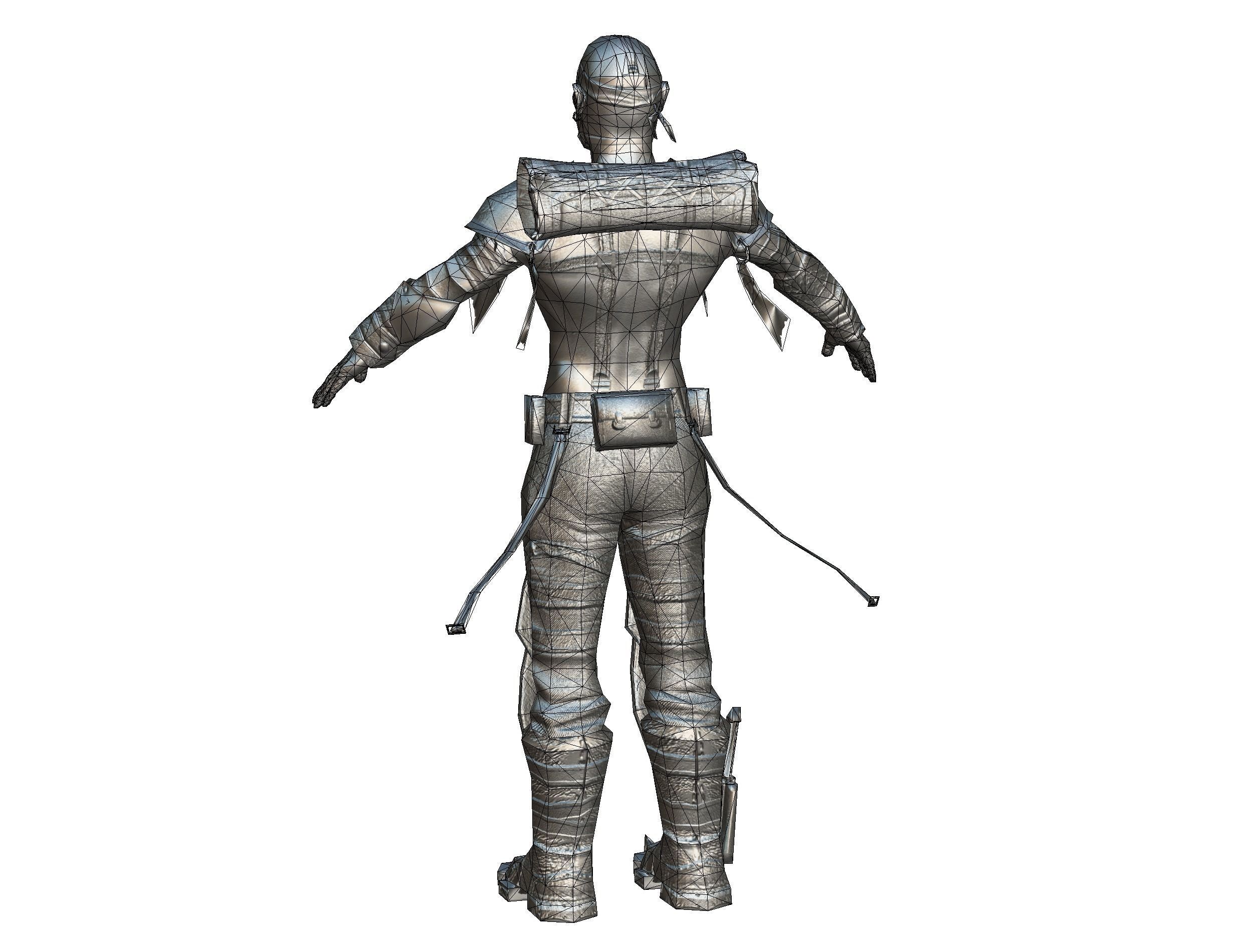 Low Poly Stem Punk Male Character Low-poly 3D model_14