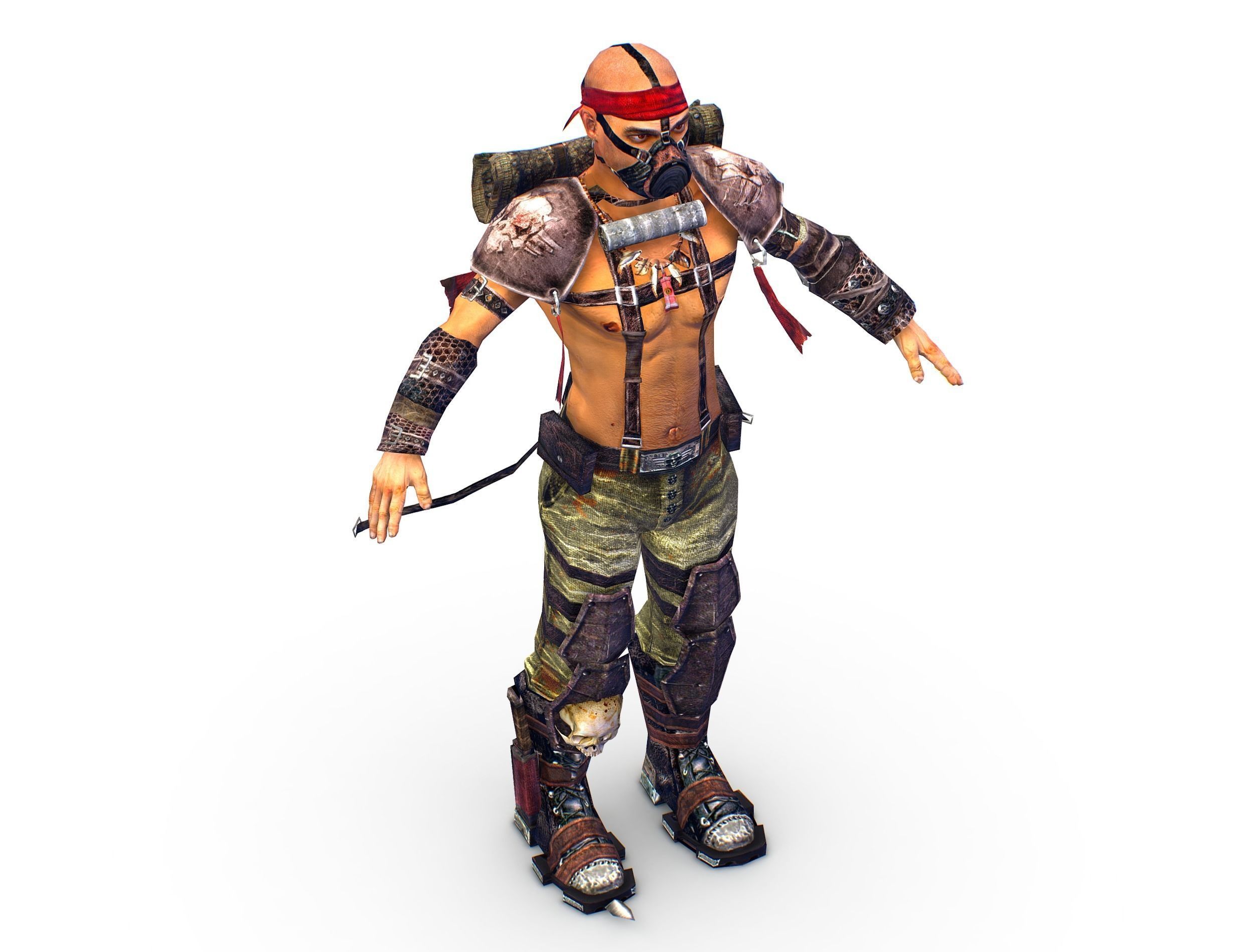 Low Poly Stem Punk Male Character Low-poly 3D model_6