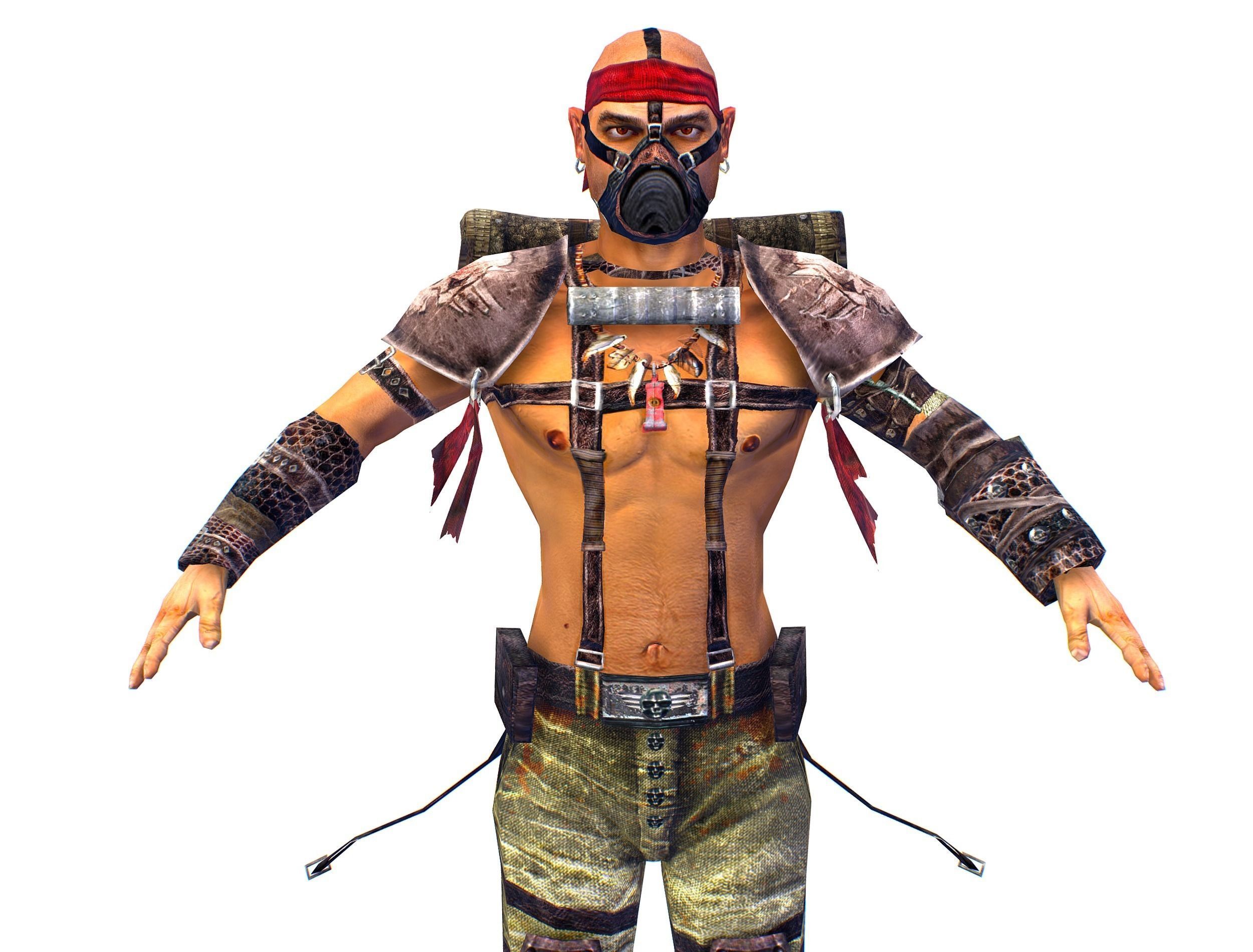 Low Poly Stem Punk Male Character Low-poly 3D model_8