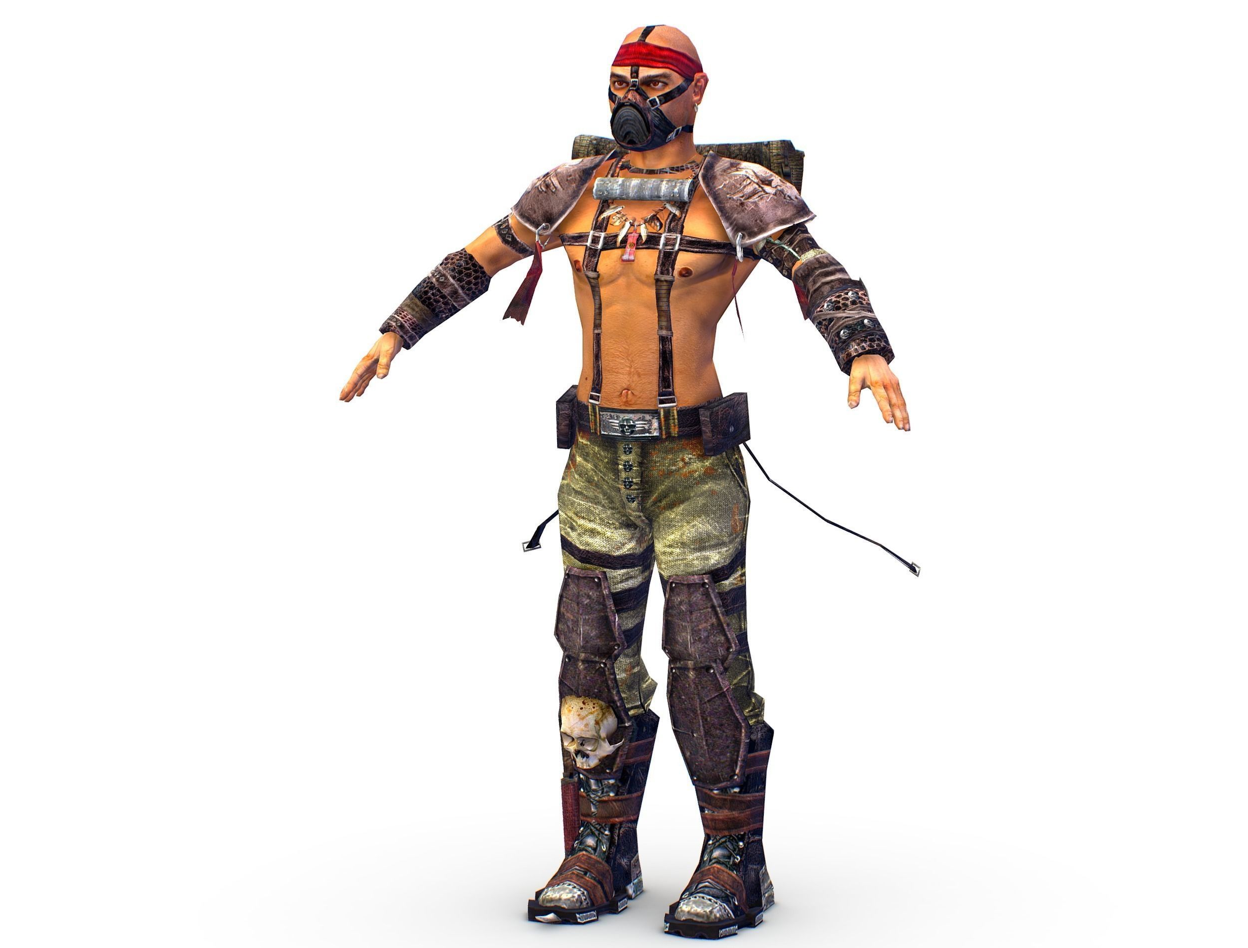 Low Poly Stem Punk Male Character Low-poly 3D model_1